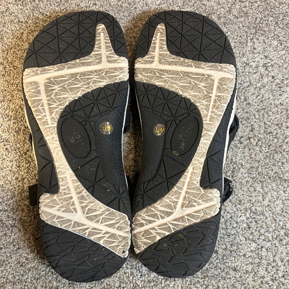 Earth Origins Womens Black Multi Strap Comfort Sandals 10M Hook Loop Adjustable - Picture 6 of 8